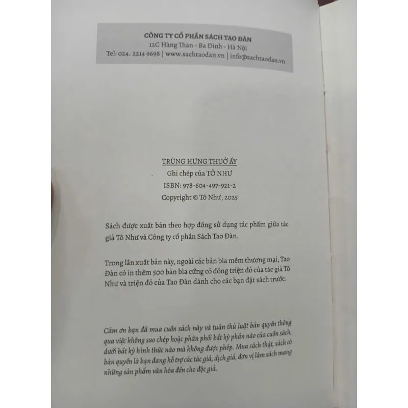 TRÙNG HƯNG THUỞ ẤY - TÔ NHƯ 706503