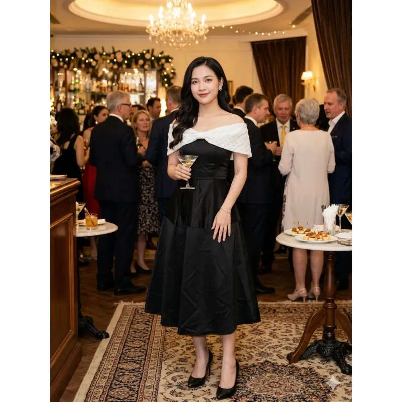 Váy đầm nữ dự tiệc thiết kế vai ngang sang chảnh 973143