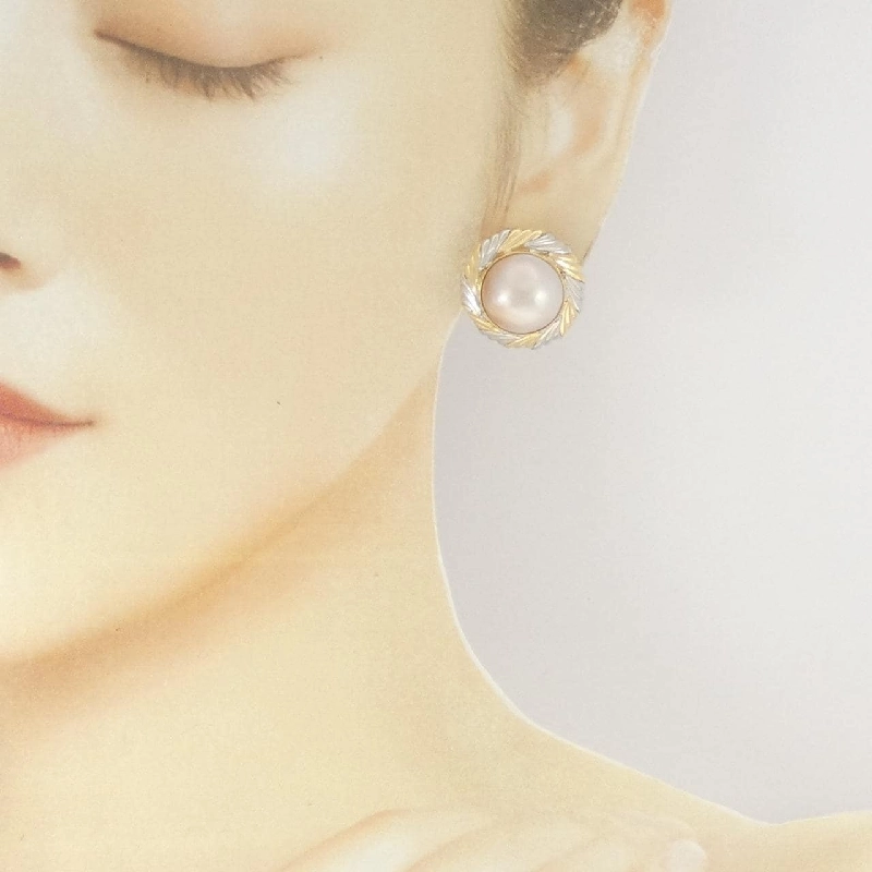 K18YG/PT900 Bông tai Mabe Pearl - Hàng hiệu Authentic 870416