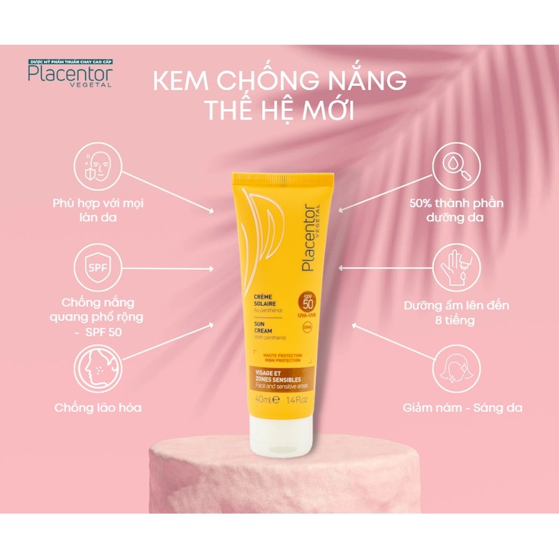 Kem chống nắng, không màu Placentor Vegetal Sun Cream Spf50 Pa++++ 40ml - Ry Store 186674