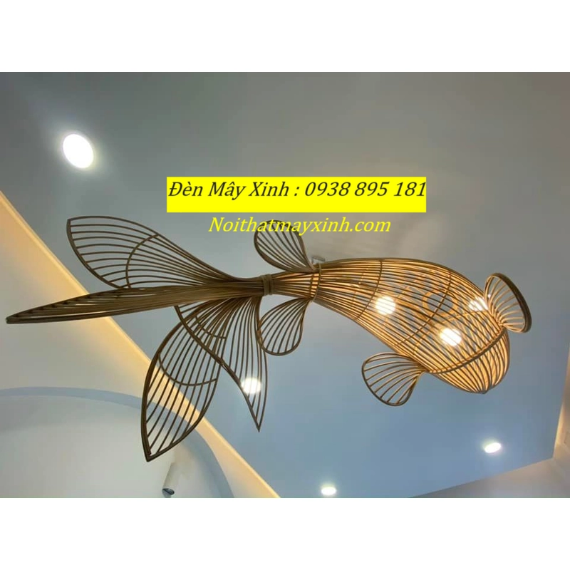 Đèn mây hình cá chính hãng ,đèn decor hình cá,đèn handmade hình cá 494582