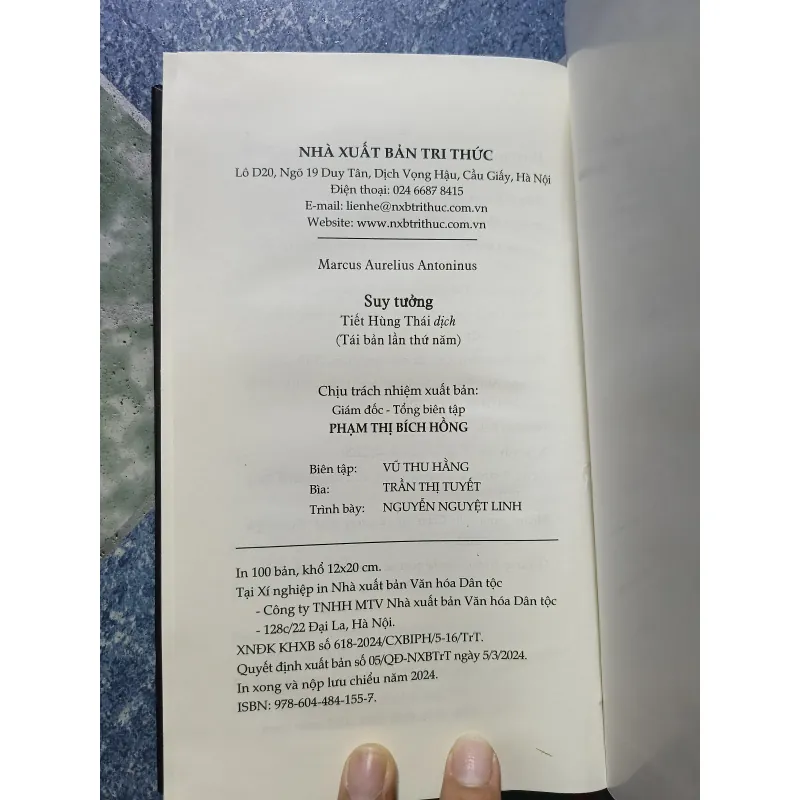 Suy tưởng ( ấn bản đặc biệt !00 số lượng có hạn) - Marcus Aurelius Antoninus 1025928