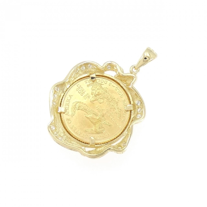 Mặt dây chuyền đồng xu kim cương 18KYG (khung) - Hàng hiệu Authentic 866824