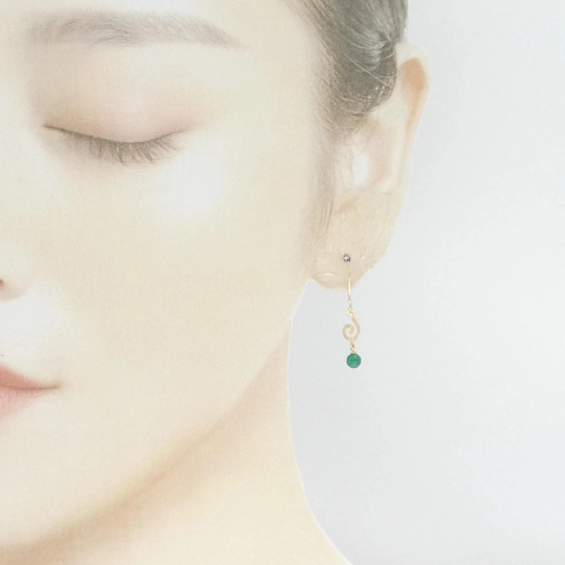 K18YG Đá ngọc bích Bông tai - Hàng hiệu Chính hãng 876655