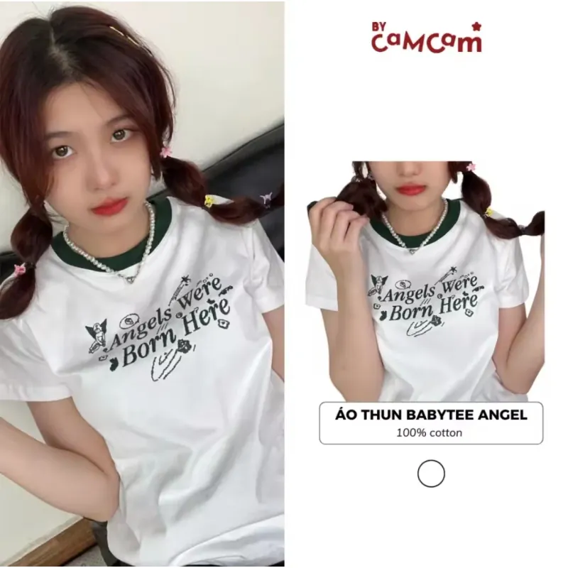 ÁO THUN BABY TEE FORM FIT ANGEL WERE BORN SIZE L 792378