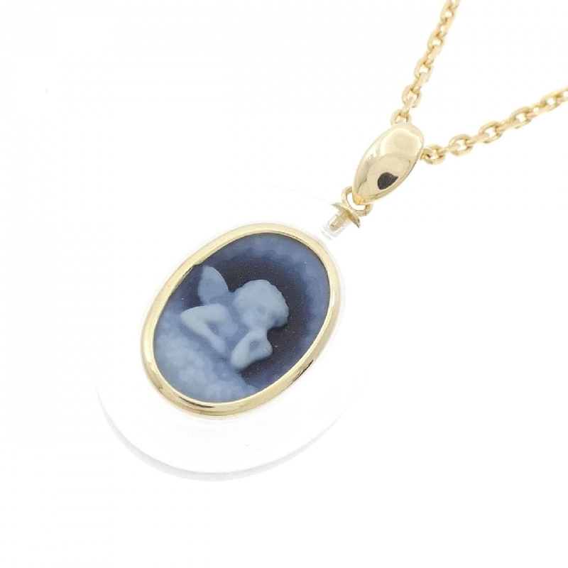 K14YG/K18YG Thiên Thần Mặt Đá Ngọc Bích Dây Chuyền - Hàng hiệu Chính Hãng 859536