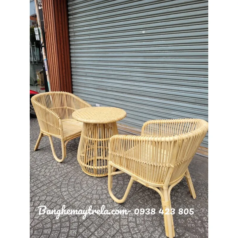 Bộ bàn ghế mây uống trà phòng ngủ 590158