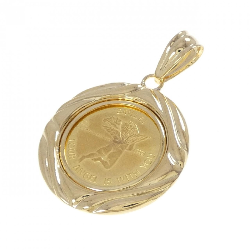 K18YG(枠) Mặt dây chuyền đồng xu - Hàng hiệu Authentic 865312