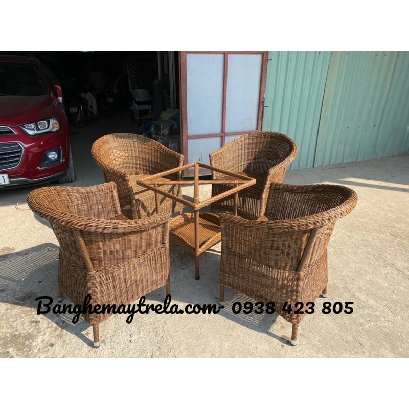 Bộ bàn ghế cafe mây nhựa giá rẻ 530930