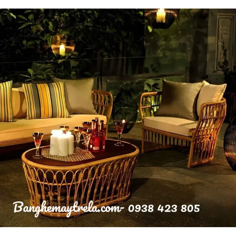 Sofa mây nhựa sân vườn 715348