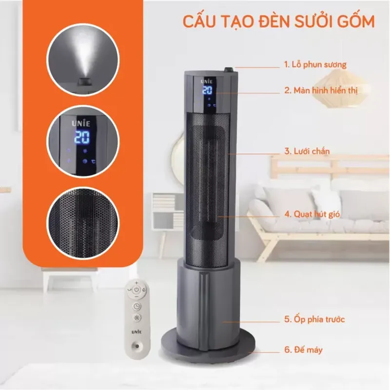 Máy sưởi UNIEUE-129 MÀU ĐEN CHÍNH HÃNG MỚI 100% 593079