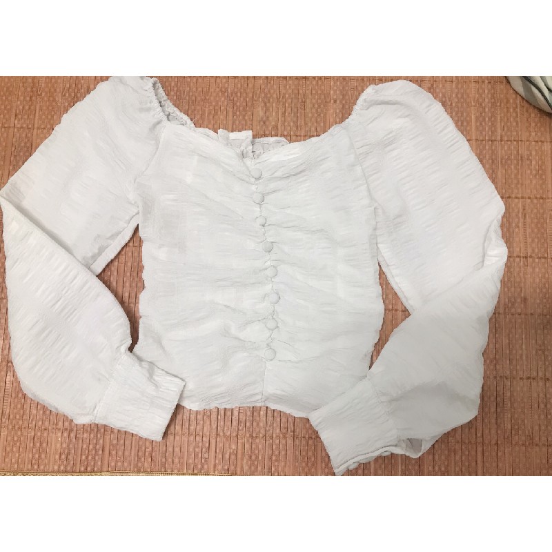 Áo croptop vải nhún tay dài 10985