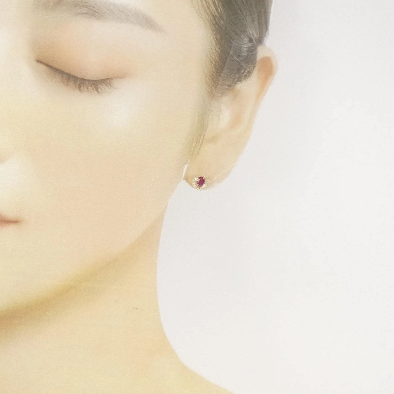 K18YG Heart Ruby Earrings 0.66CT - Hàng hiệu Authentic 868960