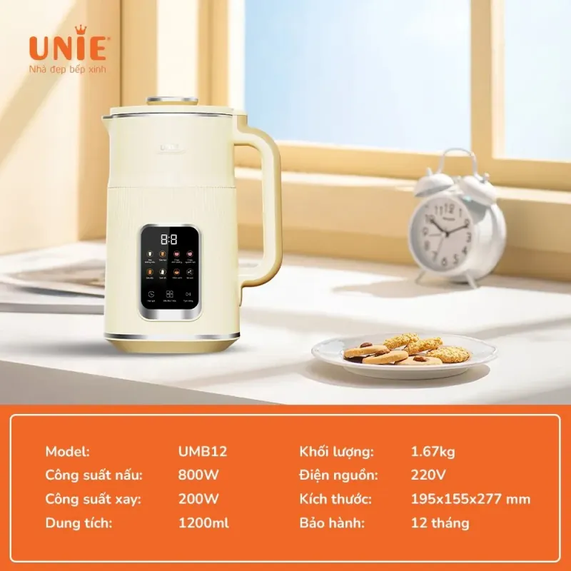 🥛⚡ Máy làm sữa hạt UNIE UMB12 – Dung tích 1.2L – 10 chức năng 727654