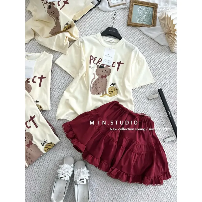 Set váy áo thun bé gái <48 ký mặc Tết cực xinh 739027