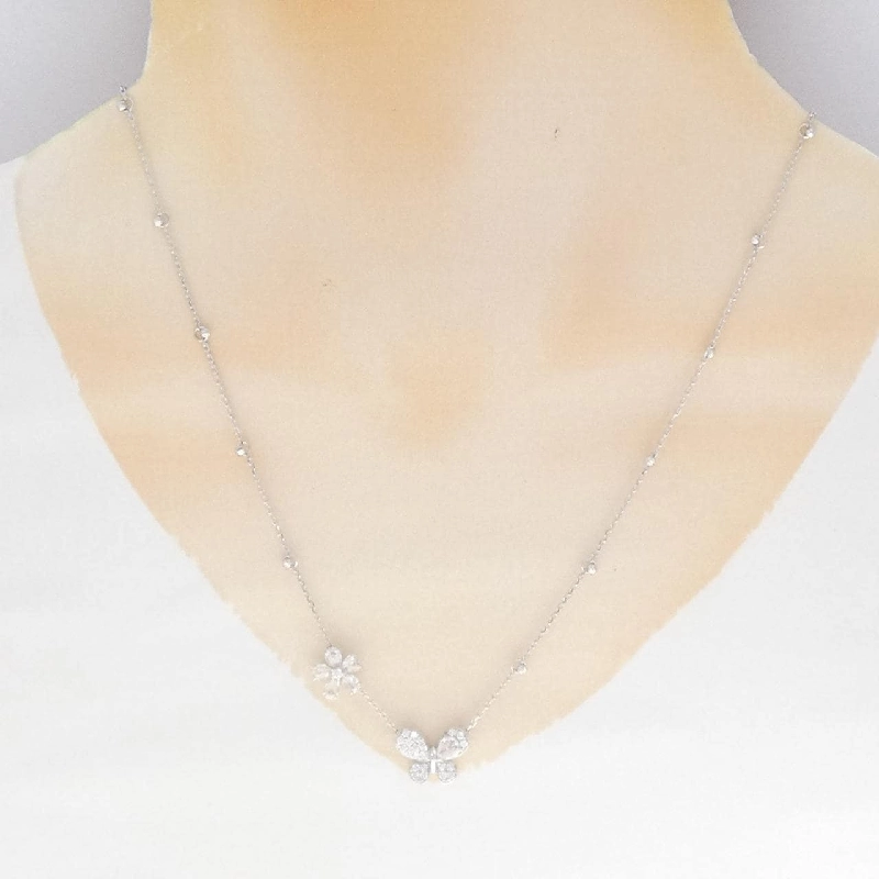 Dây chuyền kim cương K18WG Bướm × Hoa 0.88CT - Hàng hiệu Chính hãng 859062