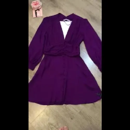 [Siêu Phẩm Hiệu Auth] Đầm váy vintage Za.ra cổ V nhún eo tay bồng 2 khuy hottrend