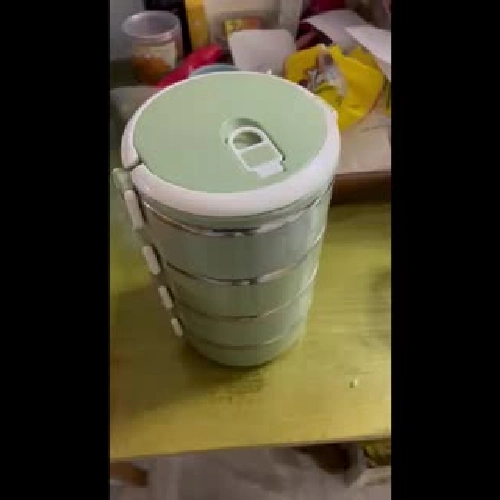 Hộp cơm giữ nhiệt ruột inox, cà mơn đựng cơm 4 tầng