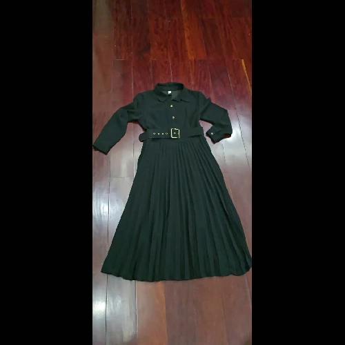  váy sơ mi thân dài xếp ly, k nhăn