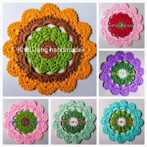 Lót bình hoa len đường kính 26cm-27cm. Khai Trang handmade. Mới 100%