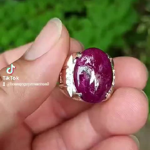 Nhẫn bạc nam đính đá ruby đỏ tự nhiên  7001