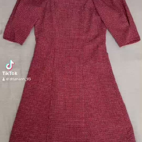 Váy dạ tweed cổ vuông tay bồng Oyster - Size XS 78764