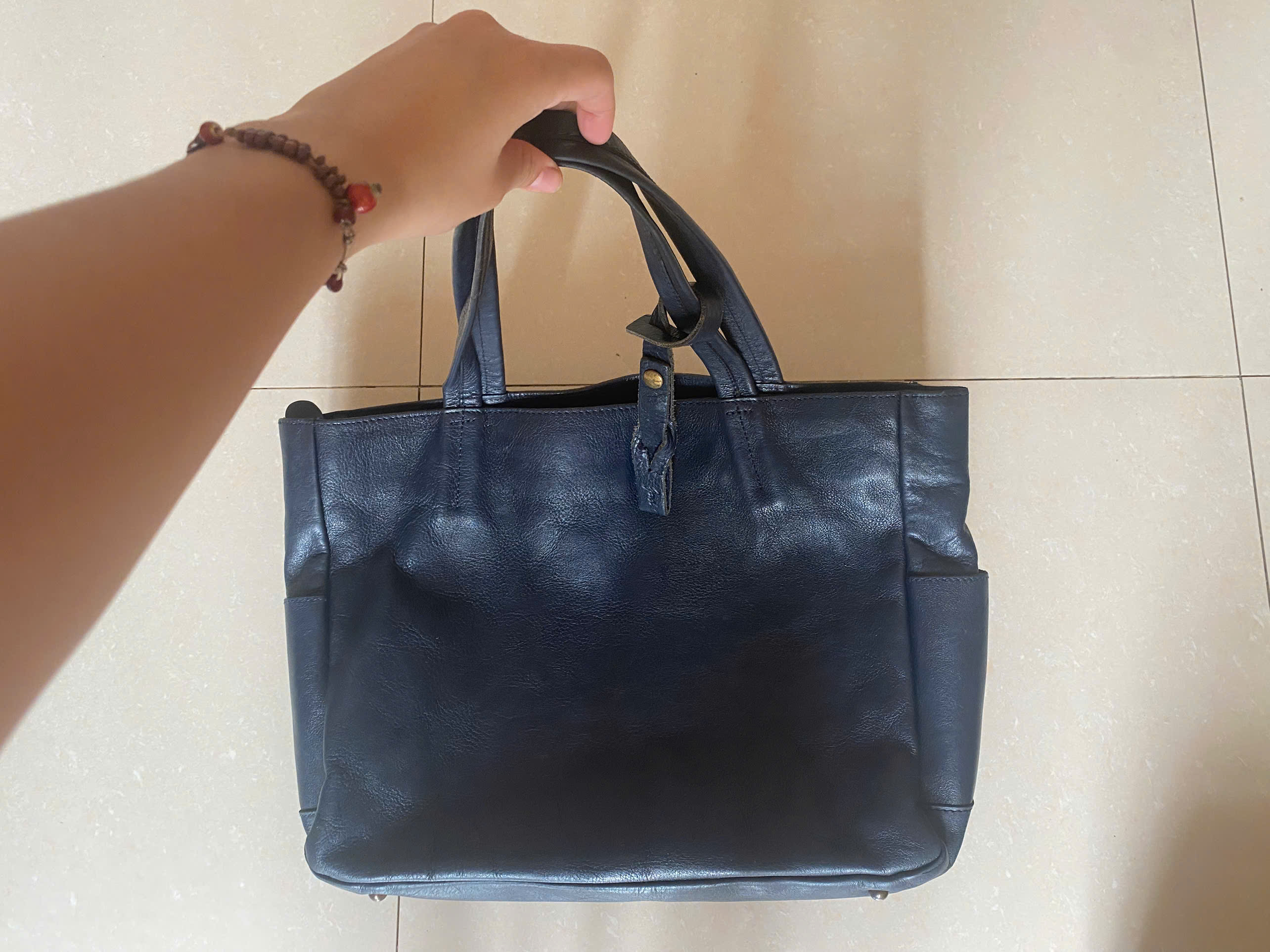 túi tote đeo vai nam nữ da thật mộc hịu xịn xò gad work si Nhật bigsize 43x30