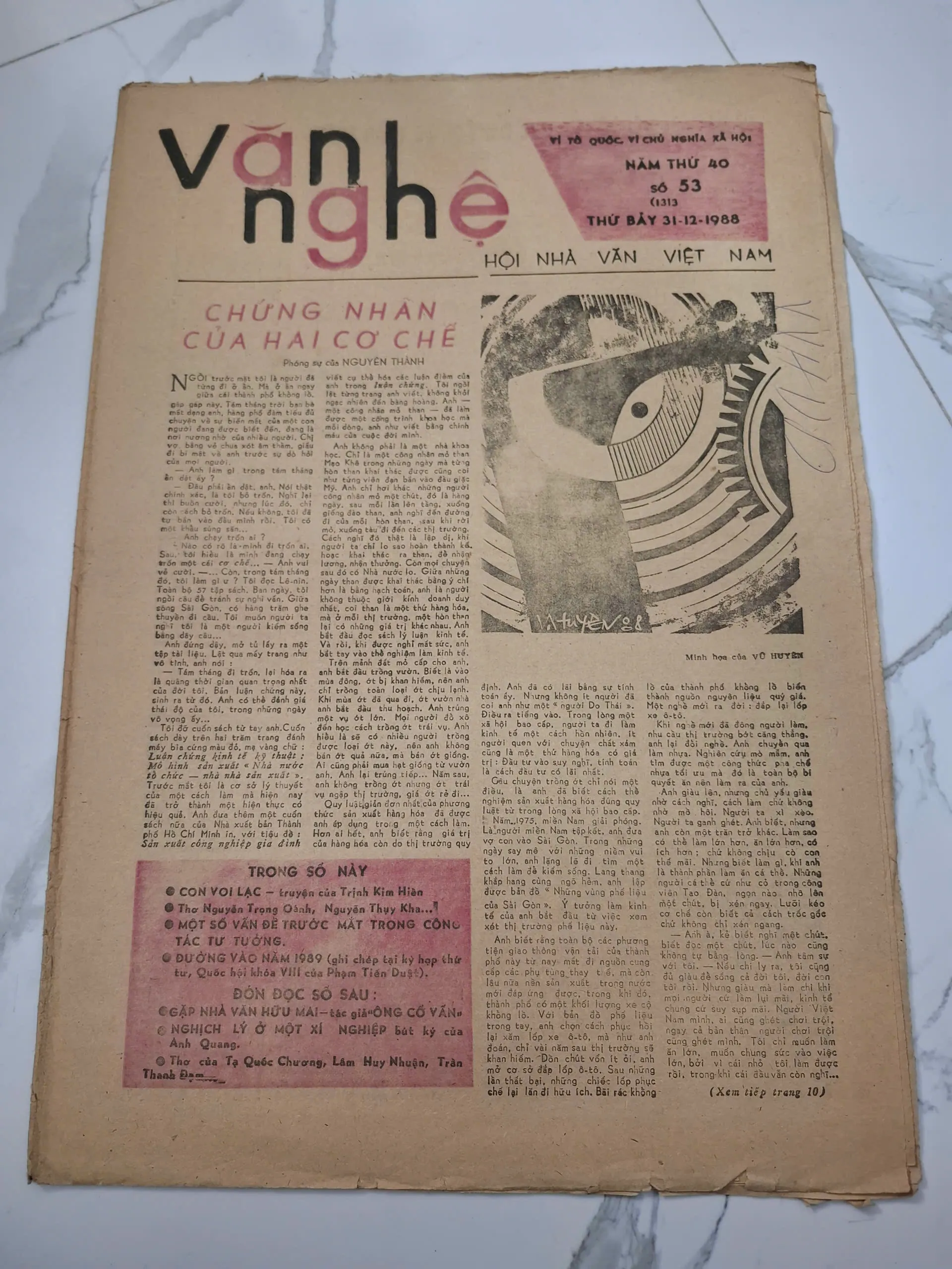 Báo Văn Nghệ Số 53 (31-12-1988) - Nguyễn Thành, Phạm Tiến Duật - Phóng sự, Ghi chép