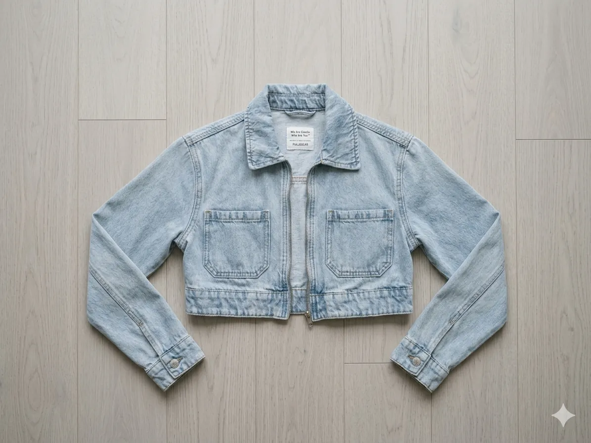 Áo khoác denim lửng Pull&Bear size xs