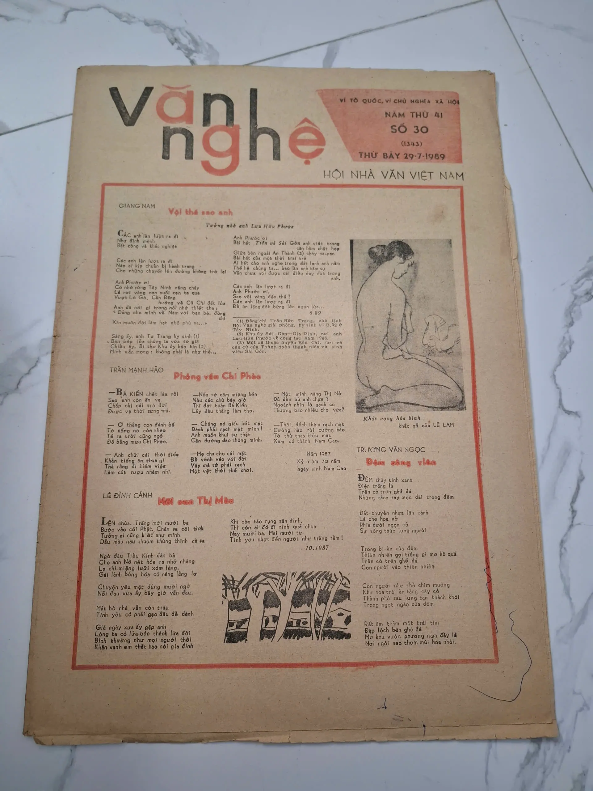 Báo Văn Nghệ Số 30 (1343), 29-7-1989 - Giang Nam, Trần Mạnh Hảo, Lê Đình Cánh...