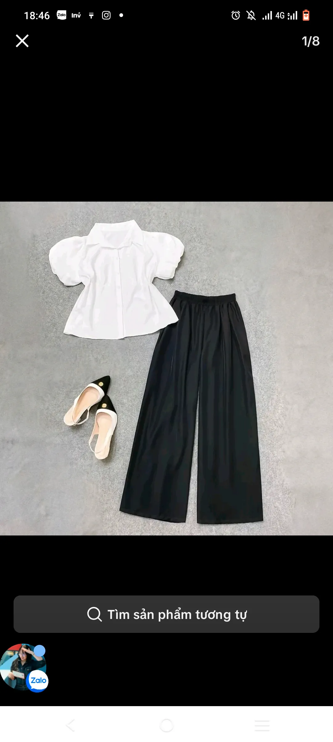 Sét áo sơ mi tay phồng tiểu thư kèm quần ống rộng 