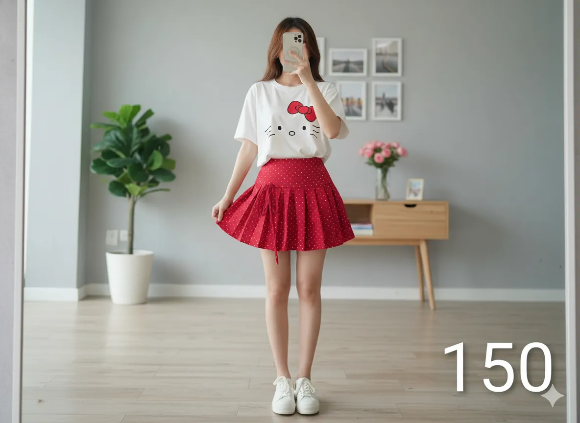 Set váy áo thun kitty xinh xắn size S M còn nguyên tag