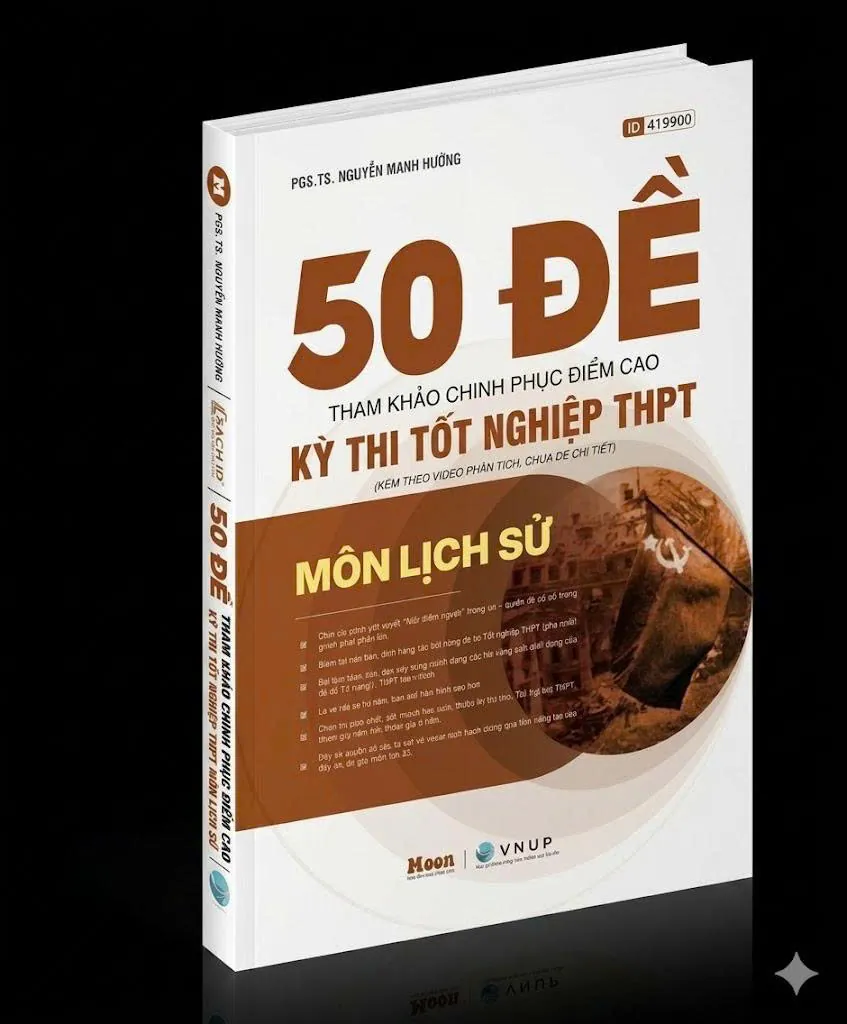 Sách ID - 50 Đề Lịch Sử ôn thi THPT 2026, luyện thi đánh giá năng lực, 395 trang bìa mềm