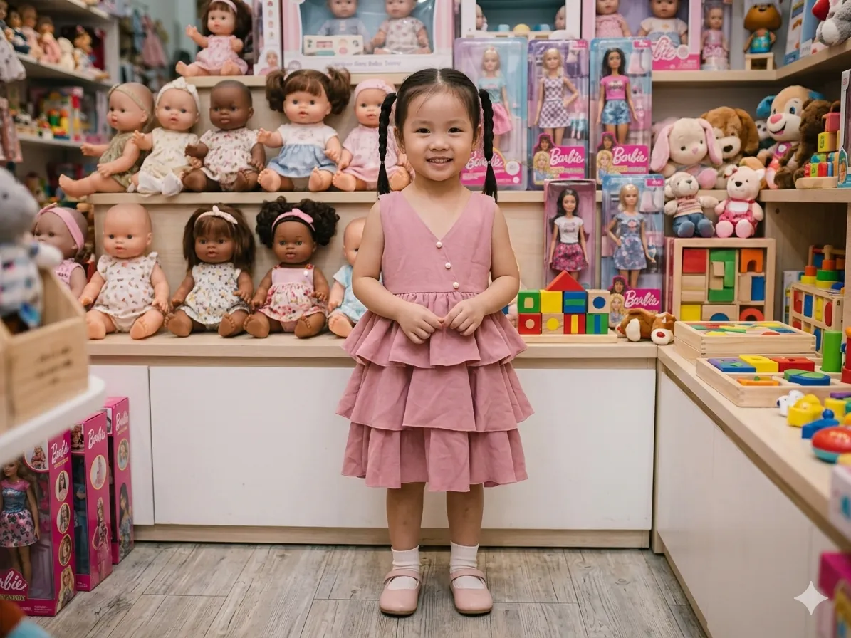 Váy bé gái màu hồng