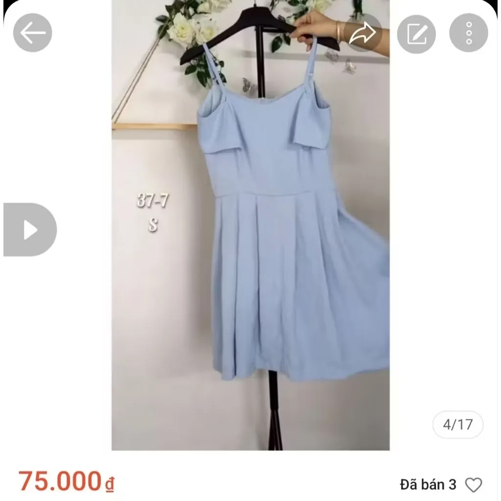 Váy hai dây nữ màu xanh trời