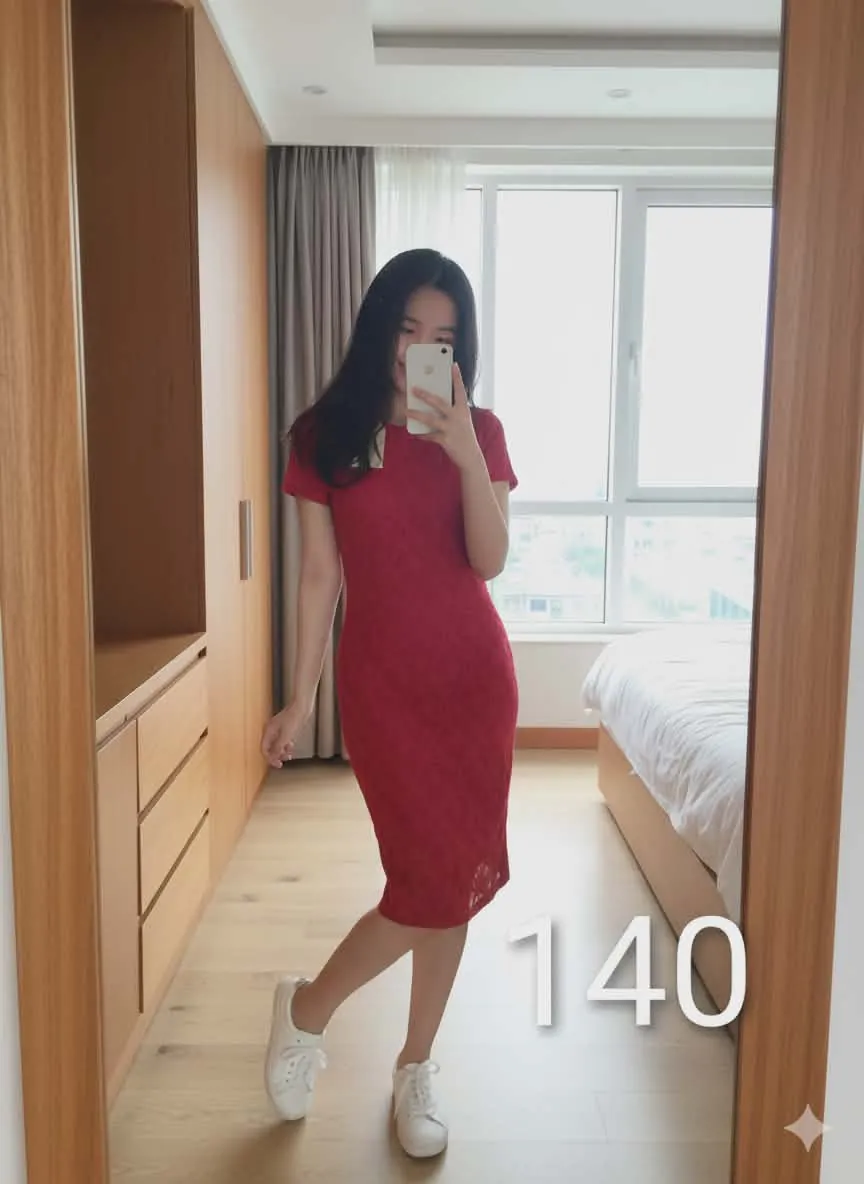 Đầm đỏ cam ( màu bã trầu) size S M mới nguyên mặc Tết cực xinh