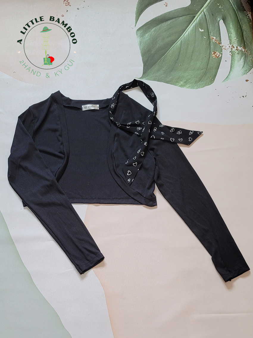 Váy khoác croptop QCCC đen (tặng dây nơ) 14433