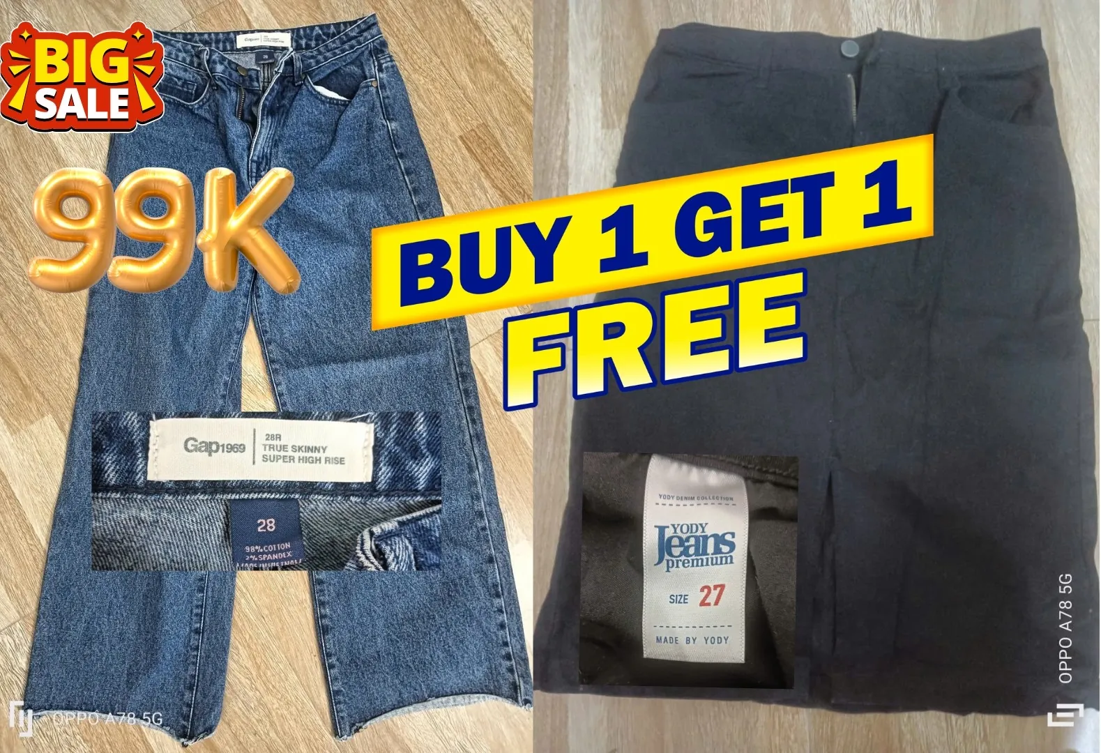 Quần bò tặng kèm chân váy bò