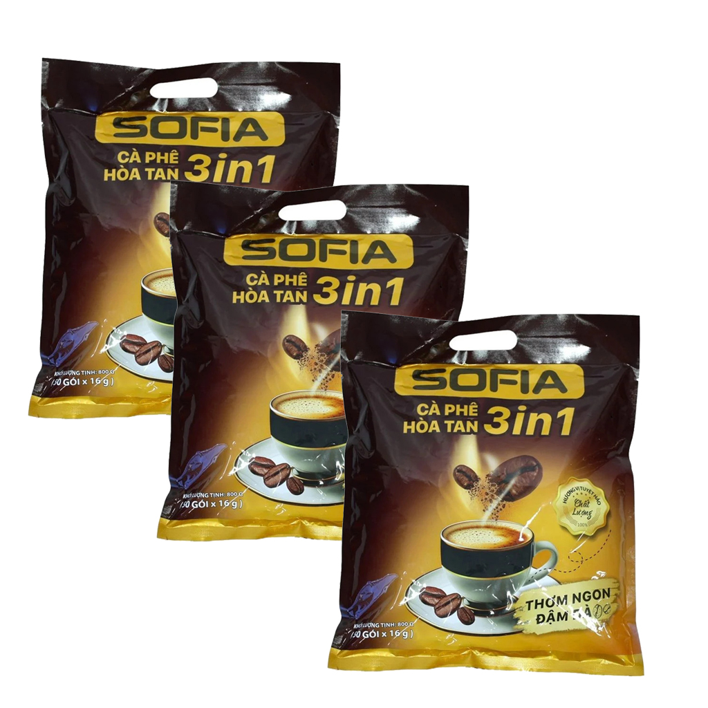 (50 gói) Cà Phê Hòa Tan 3in1 SOFIA 800g (50 gói x 16g ) 305913