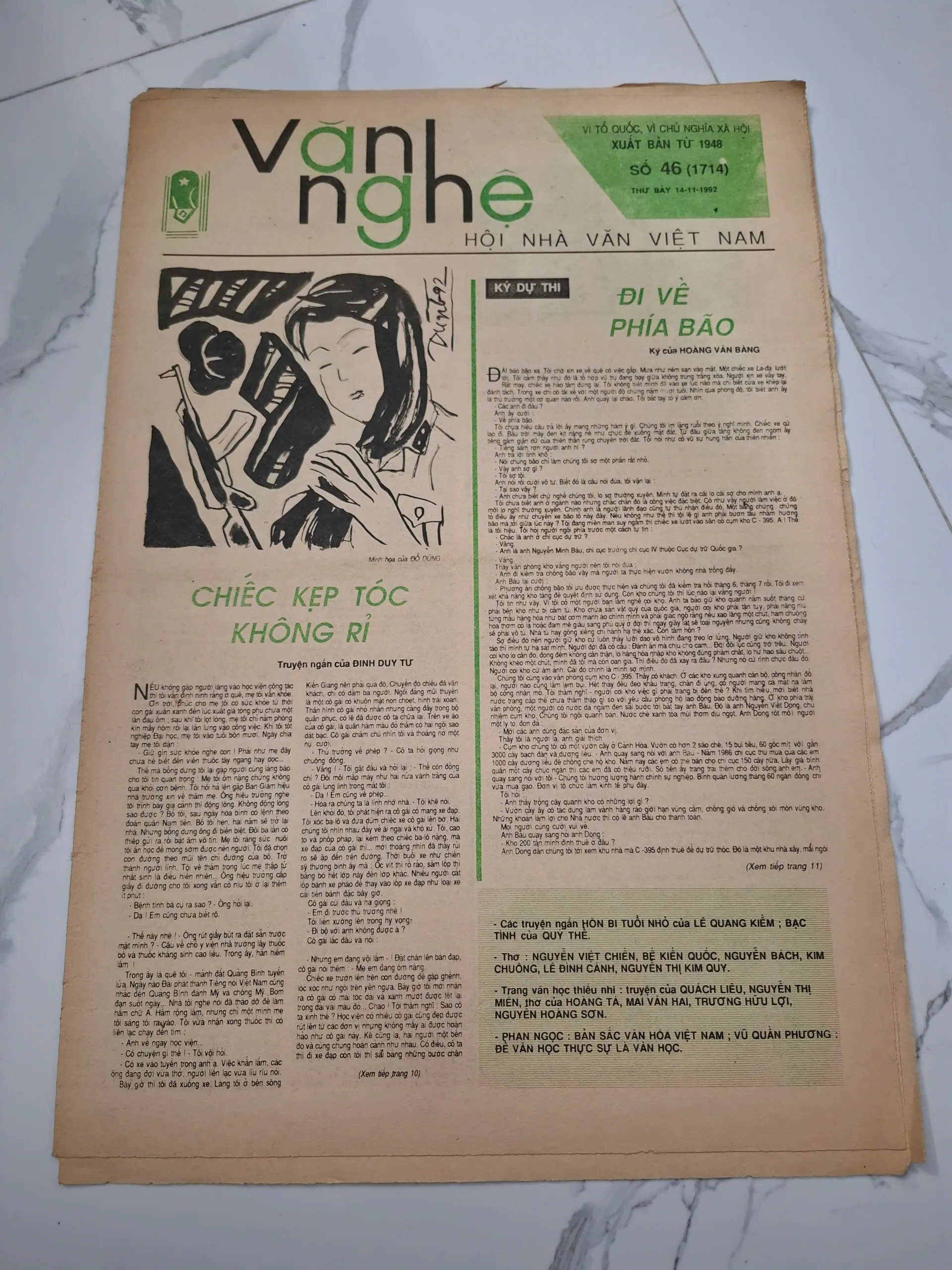 Báo Văn Nghệ Số 46 (14-11-1992) - Đinh Duy Tự, Hoàng Văn Bảng - Báo chí