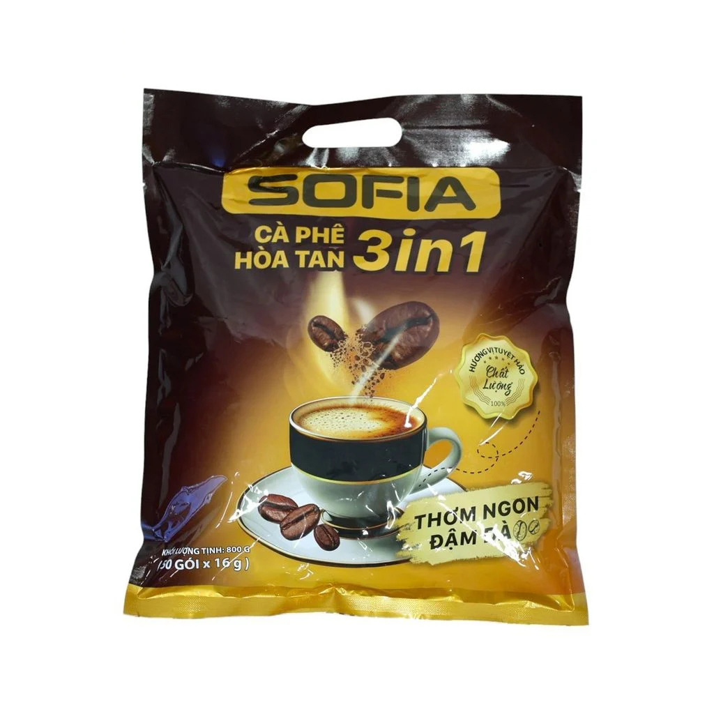 (50 gói) Cà Phê Hòa Tan 3in1 SOFIA 800g (50 gói x 16g ) 305913