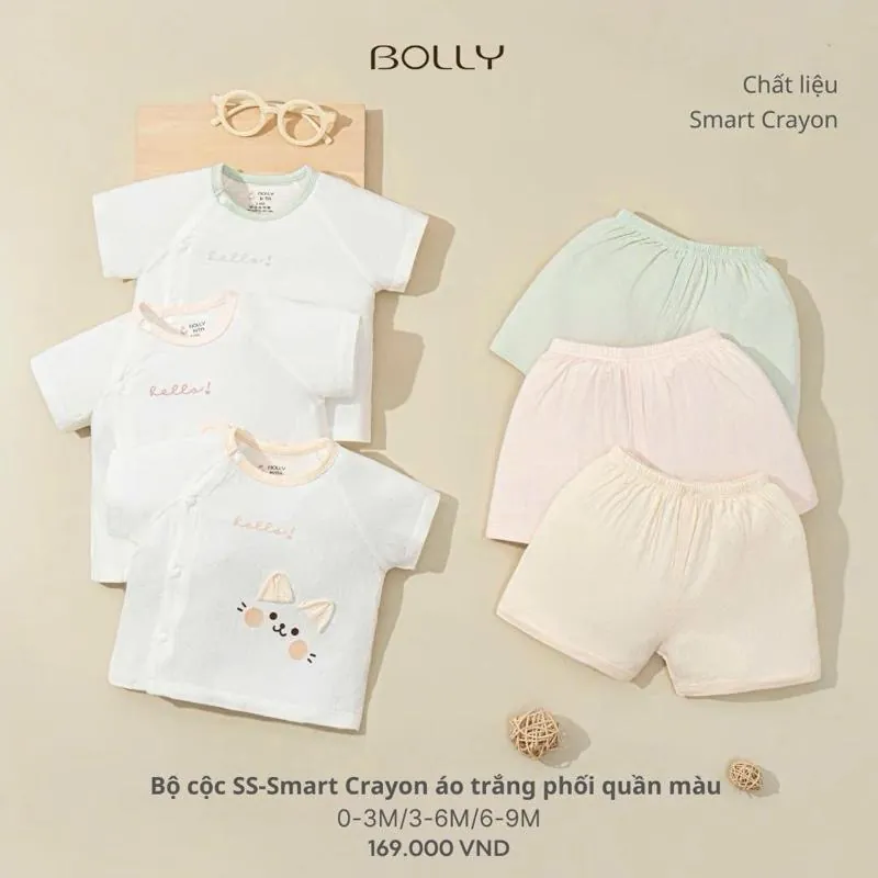 Bộ cộc tay Bolly vải PETIT thông hơi kháng khuẩn