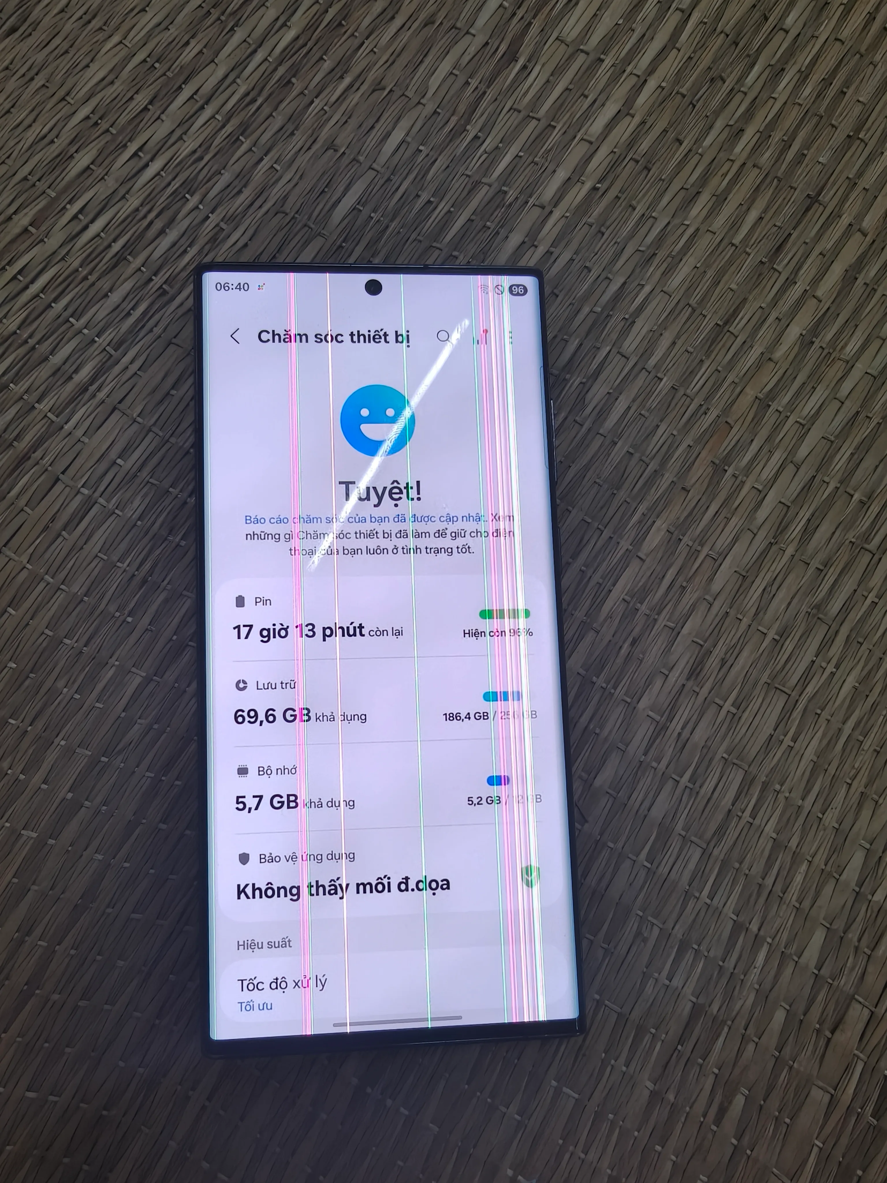 Samsung s22u sọc màn