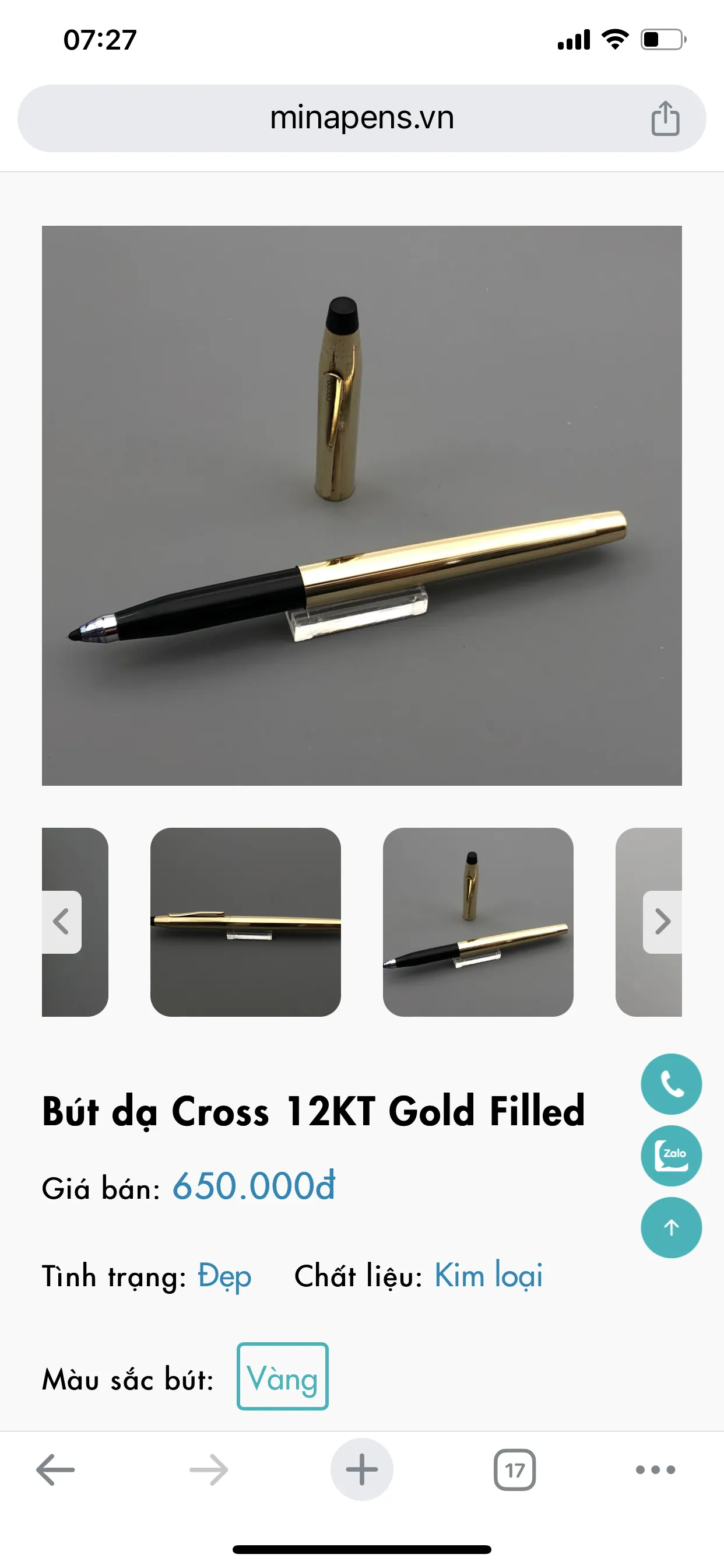 Bút cross mạ vàng 14k  607863