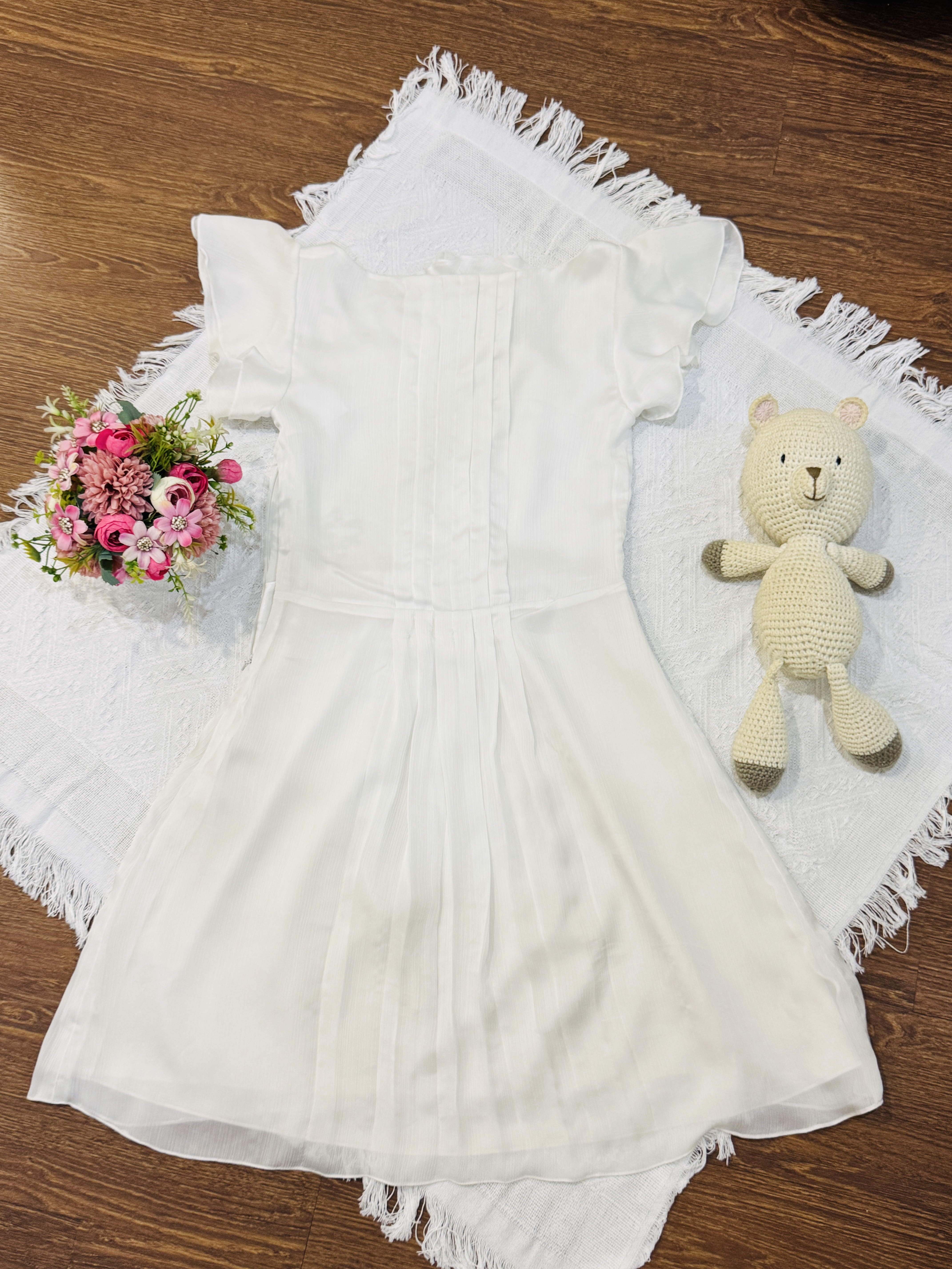 Vây thiết kế ivy, chất liệu tơ voan, Sz M, màu trắng 475731