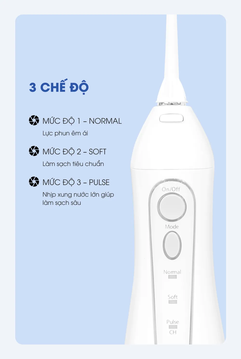 Máy tăm nước Kalite KHF03 làm sạch răng đánh bay mảng bám