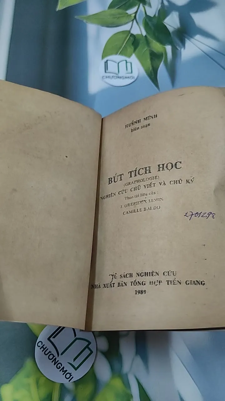 [MIỄN PHÍ BỌC SÁCH] [XƯA] Bút Tích Học (1989) - Huỳnh Minh 776031