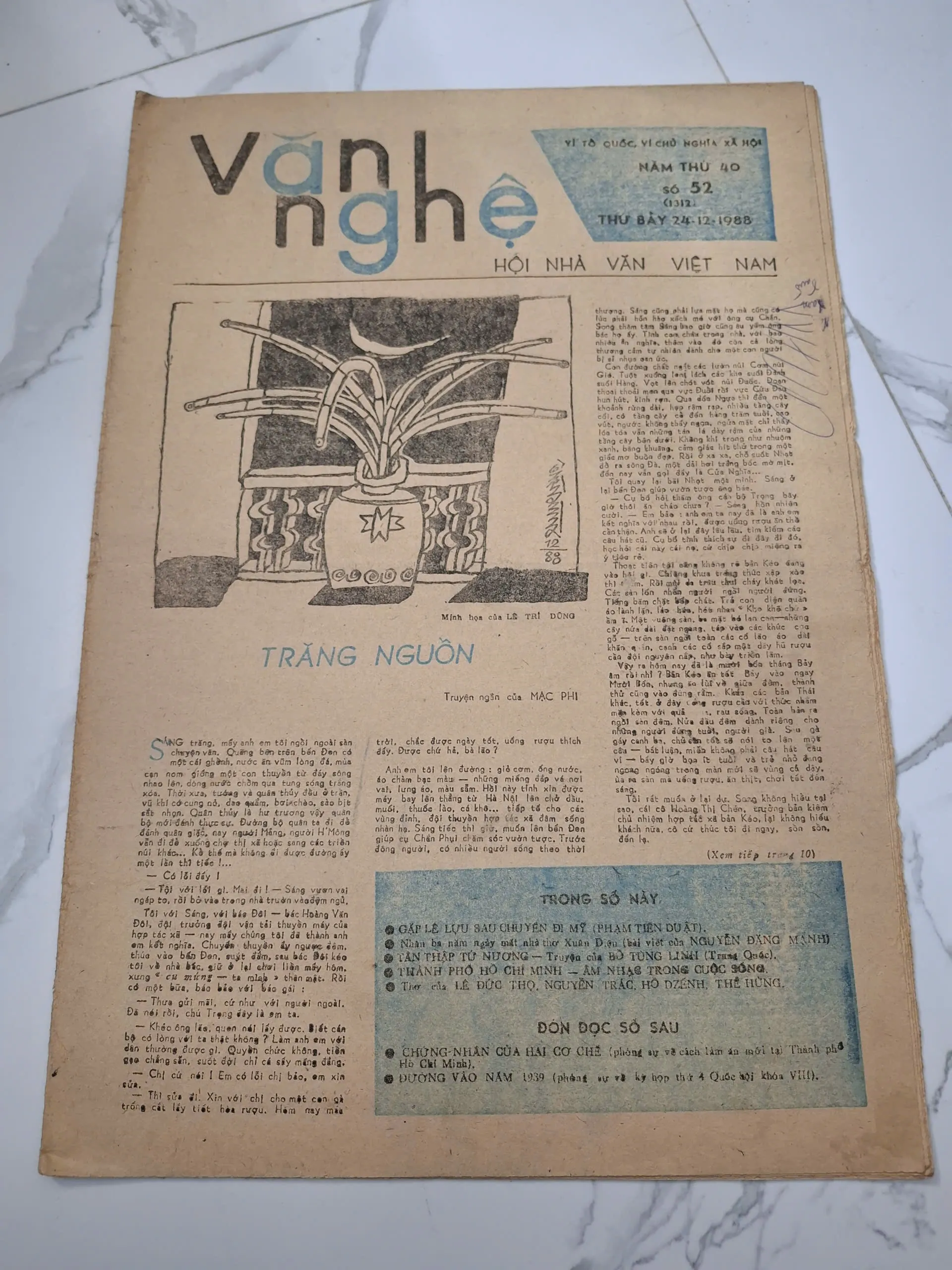 Báo Văn Nghệ Số 52 (24-12-1988) - Mạc Phi, Phạm Tiến Duật - Truyện ngắn, Thơ