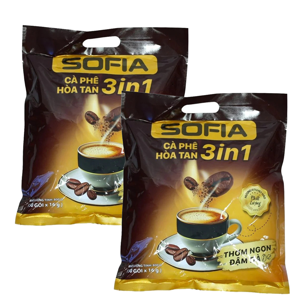 (50 gói) Cà Phê Hòa Tan 3in1 SOFIA 800g (50 gói x 16g )