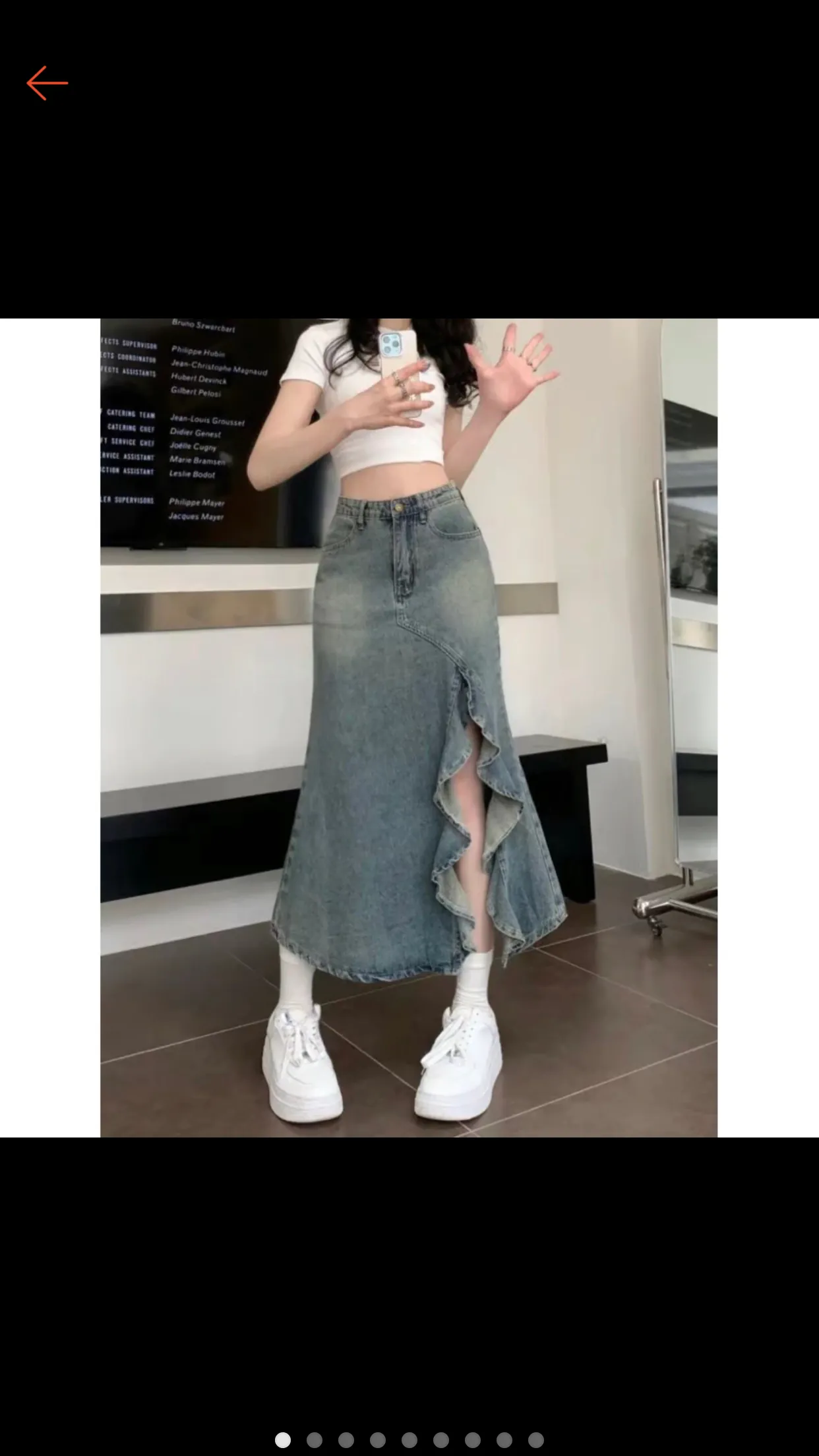 Chân váy đuôi cá dáng dài xẻ không đều